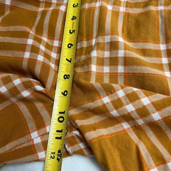 Maeve Anthropologie Orange Black Plaid White Leg Pants 0 Women
